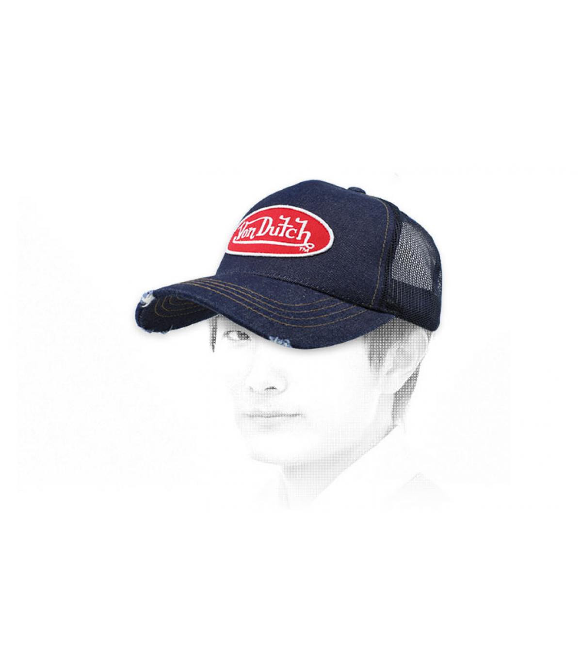 Cap Von Dutch Denim roter Patch Logjb Trucker denim  red white